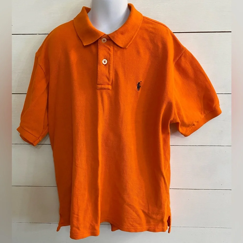 Polo Ralph Lauren Big Boys’ Sz M Orange Iconic Mesh Polo Shirt‎